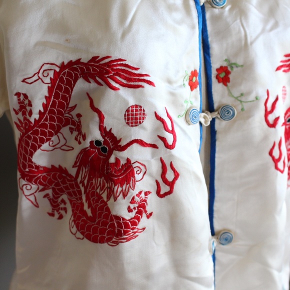 Vintage 100% silk Embroidered Chinese Pajamas - Picture 5 of 16